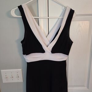White House Black Market Black and White One-Shoulder Evening Dress
